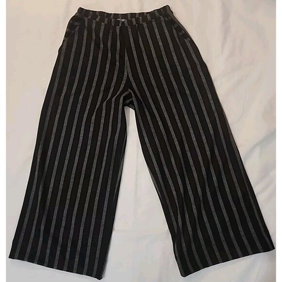 Alembika Pants - ALEMBIKA  Wide Legs Cropped Striped Pants Pockets US Size 6/8